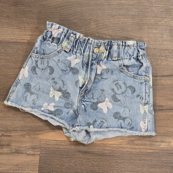 Girls GAP Disney Minnie Mouse Denim Jean Shorts Rainbow Overalls Shortalls 5 - Picture 5 of 8